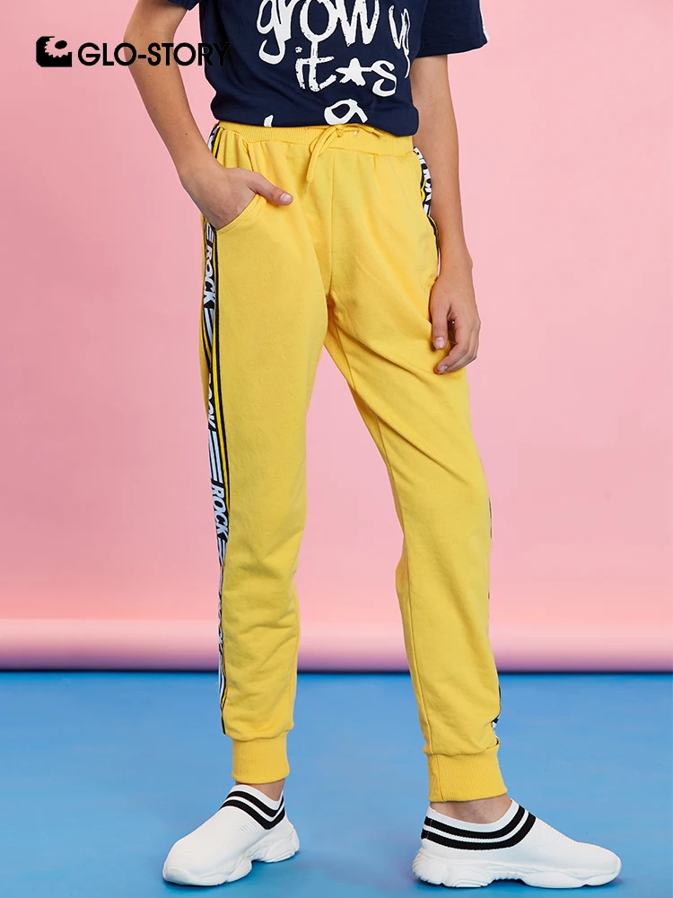 

GLO-STORY Children Boys 2019 New Fashion Streetwear Sweatpants Kids Boy Full Length Side Letter Print Knitted Pants BRT-7923