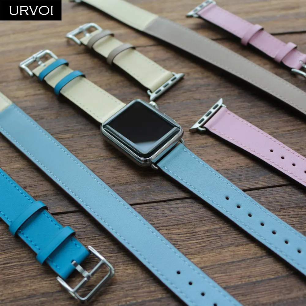 URVOI один тур для apple watch серии группа 5/4 3/2/1 Swift кожаный ремешок наручных часов iWatch