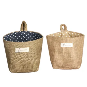 

1PC 14*12.5CM Polka Dot Small Storage Sack Cloth Hanging Non Woven Storage Basket New Non-woven Fabric Storage Basket JJ30