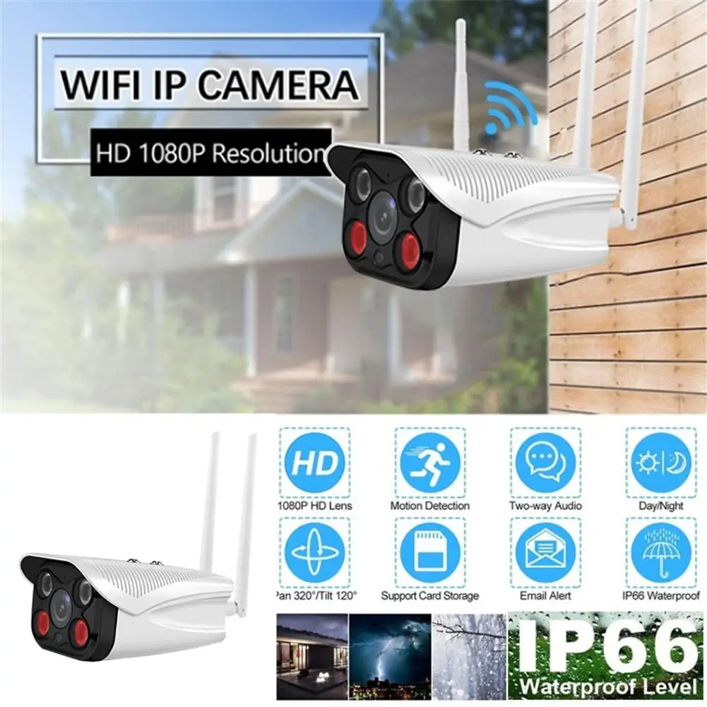 

2019 Newest Waterproof Outdoor Bullet WiFi IP Camera 1080P Security Camera Double 2.4G Antenna ONVIF ARRAY IR Camera IP