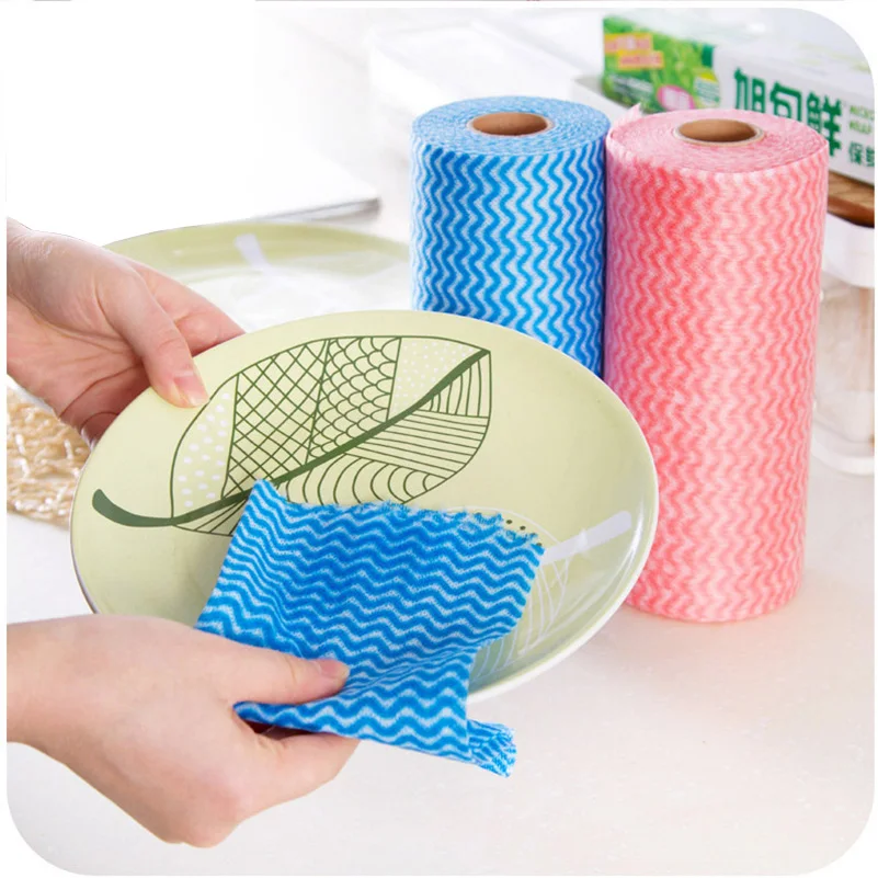 50PCS/Roll Disposable Kitchen Wipes Multi purpose Grease Cleaning Cloth