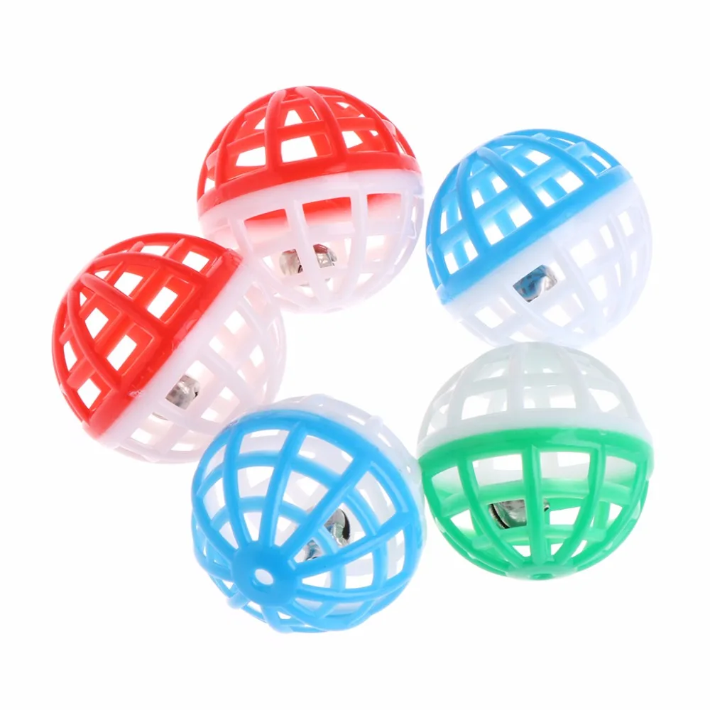 5 Pcs Cat Toy Bell Hollow Balls Sound Pet Game Kitten Plastic Interactive Rattle in Cat Toys