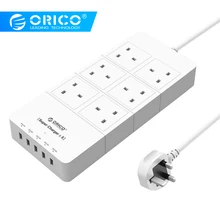 ORICO HPC-4A5U-UK-WH, для дома, офиса, Великобритания, вилка, USB, зарядное устройство, адаптер с 6 розетками, сетевой фильтр, 5 футов, шнур питания