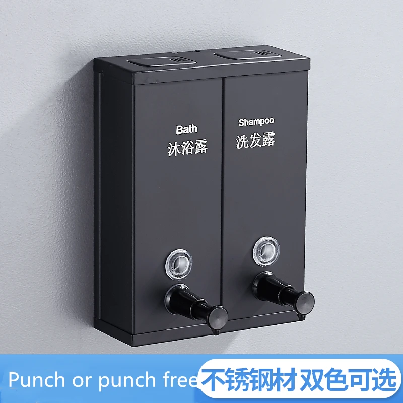 

Black 304Stainless Steel Double Soap Diapenser Pump Kitchen Hand Foam Soap Dispenser Bathroom Soap Saver Liquid Dispenser Bottle