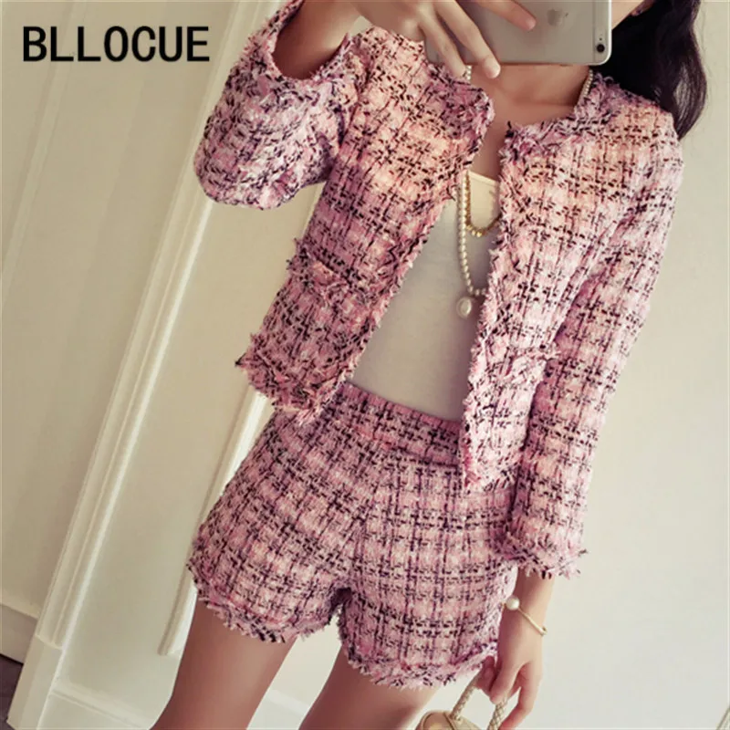 

BLLOCUE New Arrivals 2018 Autumn Winter Fashion Two Piece Set Women Long Sleeve Jacket Coat + Tassels Short Suit 2 Piece Set