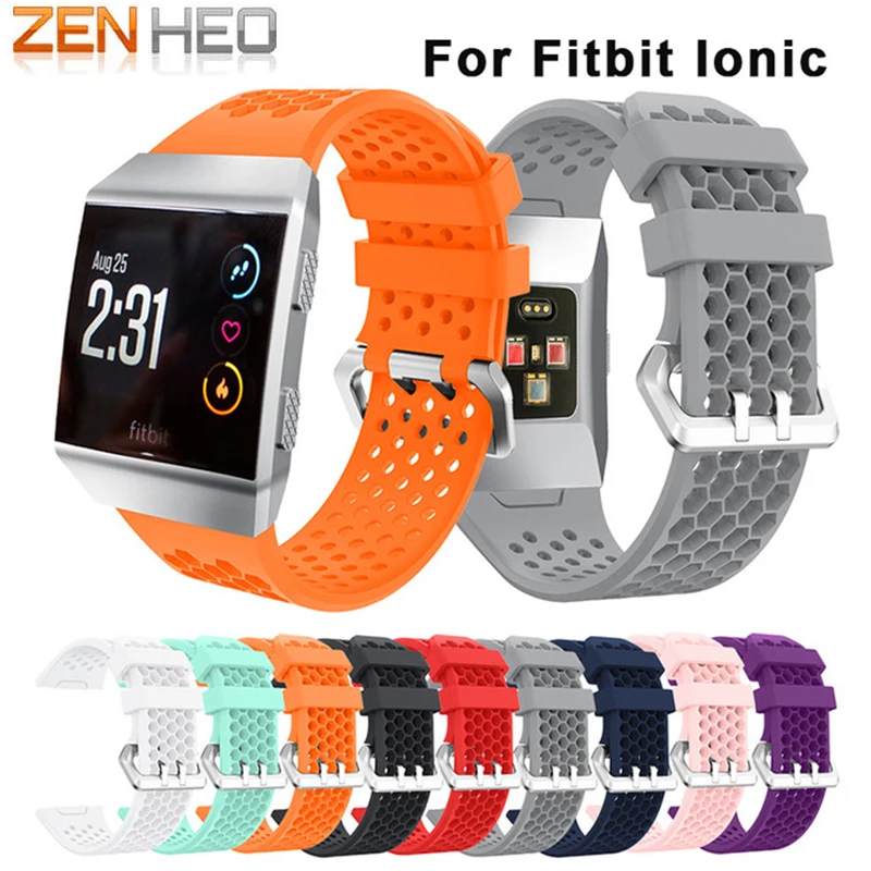 

ZENHEO Watch Bands for Fitbit Ionic Bands Accessories Silicone Sport Strap with Stainless Steel Metal Clasp for Fitbit Ionic