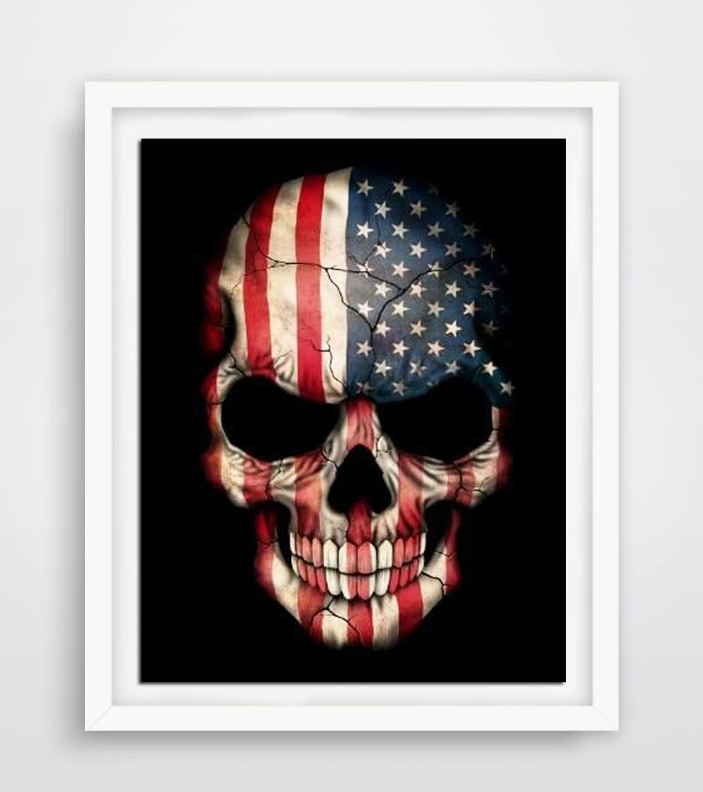 Full round Diamond 5D DIY Painting American skull Embroidery Cross Stitch Rhinestone Mosaic Decor Gift | Дом и сад