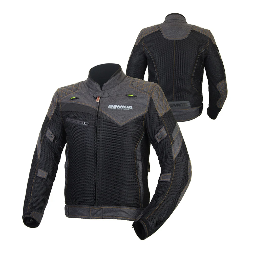BENKIA Summer Mesh Breathable Motorcycle Jacket Retro-style Chaqueta Motorbike Motocross Moto Jacket Riding Protective Gear BENKIA Summer Mesh Breathable Motorcycle Jacket Retro-style Chaqueta Motorbike Motocross Moto Jacket Riding Protective Gear