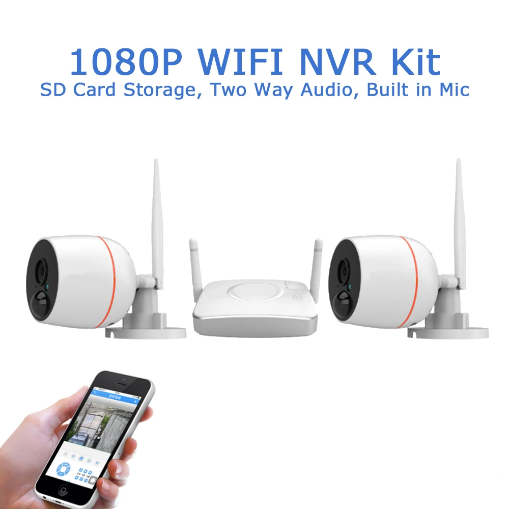 1080P 2MP font b Wireless b font Security Camera System Two Way Audio CCTV Surveillance Kit