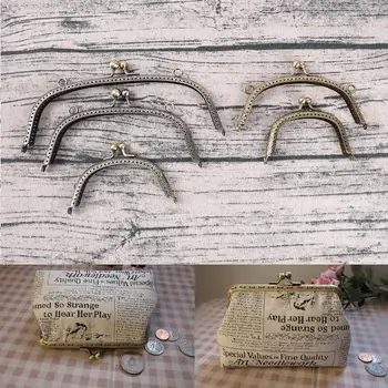 

5Sizes Handbag Accessories Bags Hardware Making Kiss Clasp Lock Antique Bronze Tone Arch Metal Purse Frame Handle for Clutch Bag
