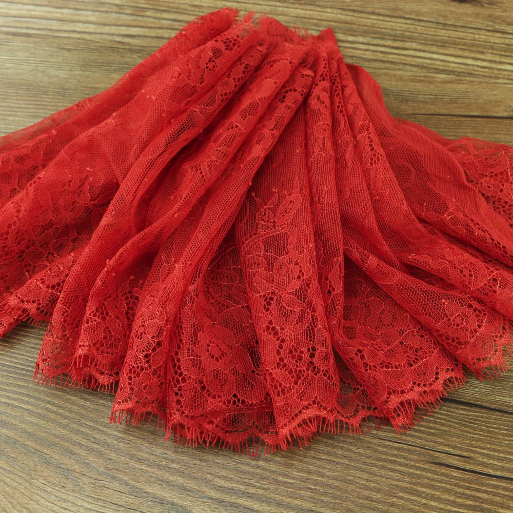 

20cm red eyelash lace DIY decorative high quality red lace wedding dress DIY