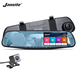 Jansite Автомобильный dvr 4,3 "сенсорный экран двойной объектив Автомобильная камера FHD 1080 P видео рекордер заднего вида зеркало с заднего вида DVR