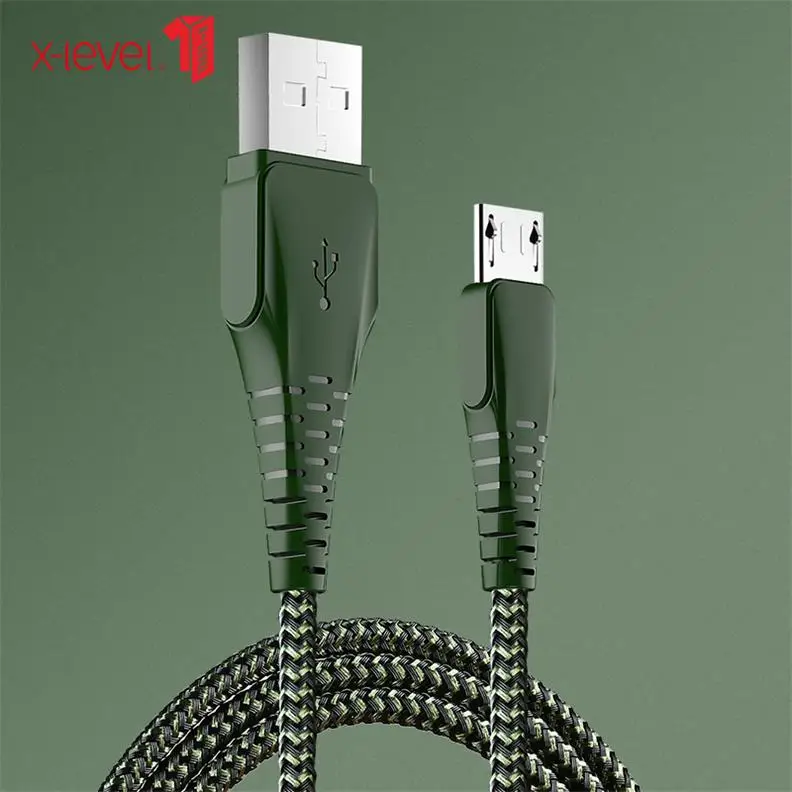 XLevel Micro USB кабель 2.0A нейлон Быстрая зарядка USB кабель для передачи данных для samsung Xiaomi LG планшет Android мобильный телефон usb зарядный шнур - Цвет: Green