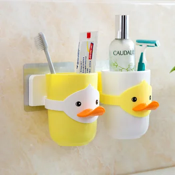 

LIYIMENG Toothbrush Holder With Cup Storage Orgainzer Box Bathroom Accessories Suction Hooks Toothpaste Rack Shaver Shelf