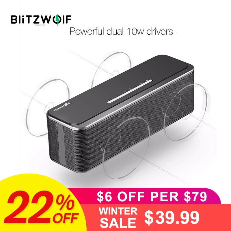 

BlitzWolf 20W Dual 10W Mini Wireless bluetooth Speaker Portable Stereo Soundbar With Microphone For iPhone Mobile Phone PC Music