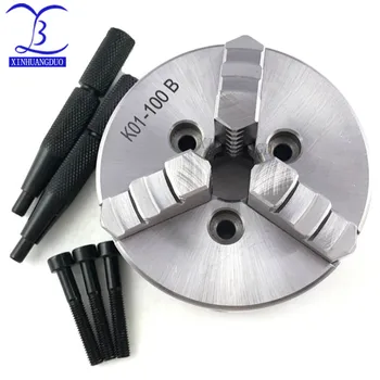 

3 Jaws Manual Lathe Chuck K01-100B 100mm 3-M6 Hardened Steel for Wood Lathe