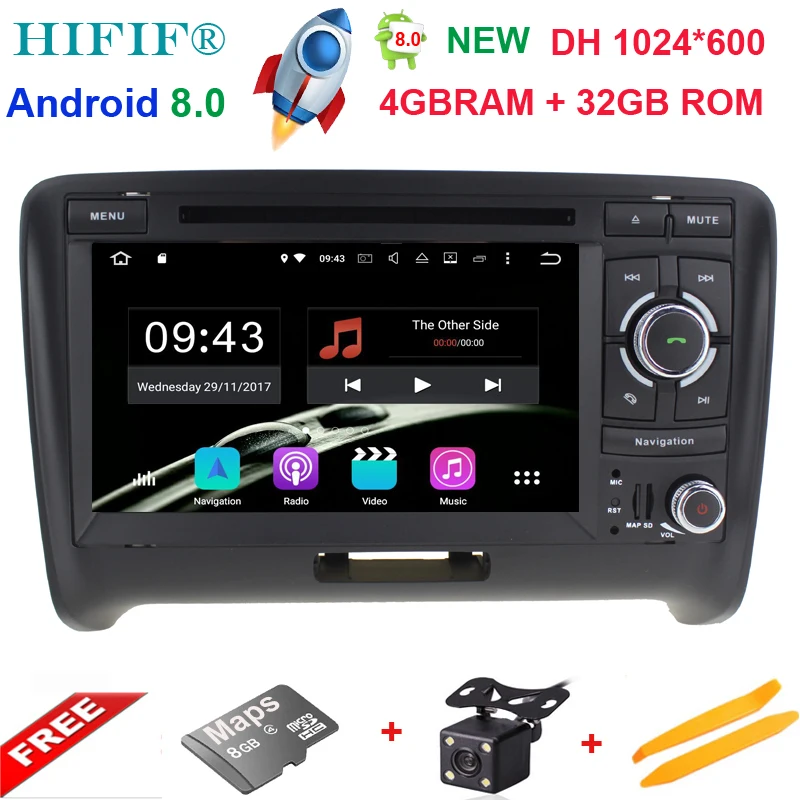 Flash Deal IPS 1024*600 Octa Core Android 8.0 Car DVD Player for AUDI TT 2006-2013 GPS Navigation Radio RDS Stereo System 4GB RAM 32GB ROM 0