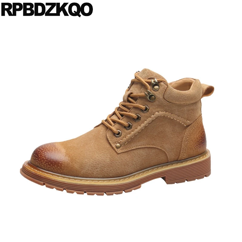 

ankle 2018 designer shoes military fall army short fur lined combat lace up suede british style vintage mens winter boots warm