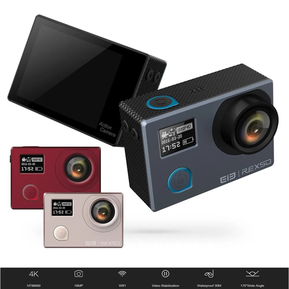 ELE Elephone REXSO Explorer Dual 4K Sports Camera 170 Degree Wide Angle