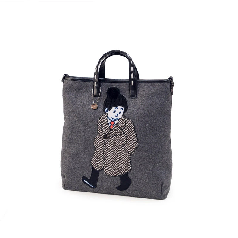 Cartoon Printing Canvas Tote Bag Women Casual Large Hand Bag Figure Printing Shoulder Bag Fashion Simple