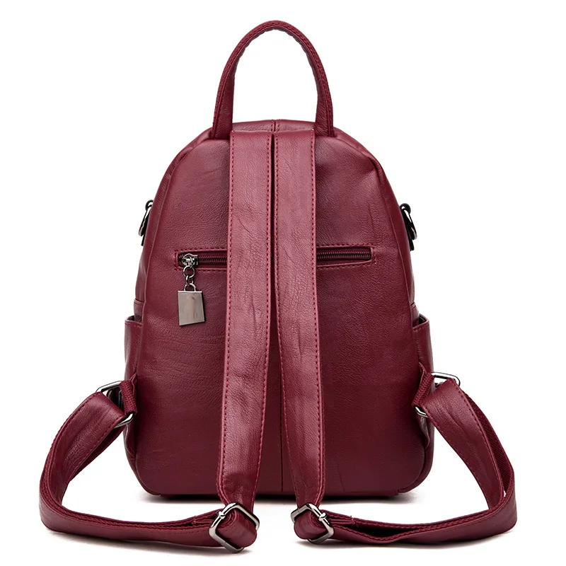 2018 Mochilas de cuero de mujer para niñas Sac a Dos mujeres mochila de viaje Mochila De mujer mochila Vintage mochila de hombro de mujer
