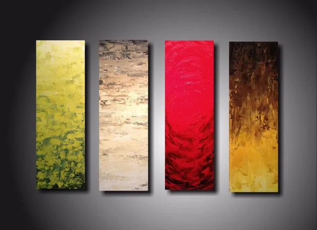 

4pcs knife oil painting by handpainted Frameless Oil Painting Home Decor Wall Art Picture Painting Canvas