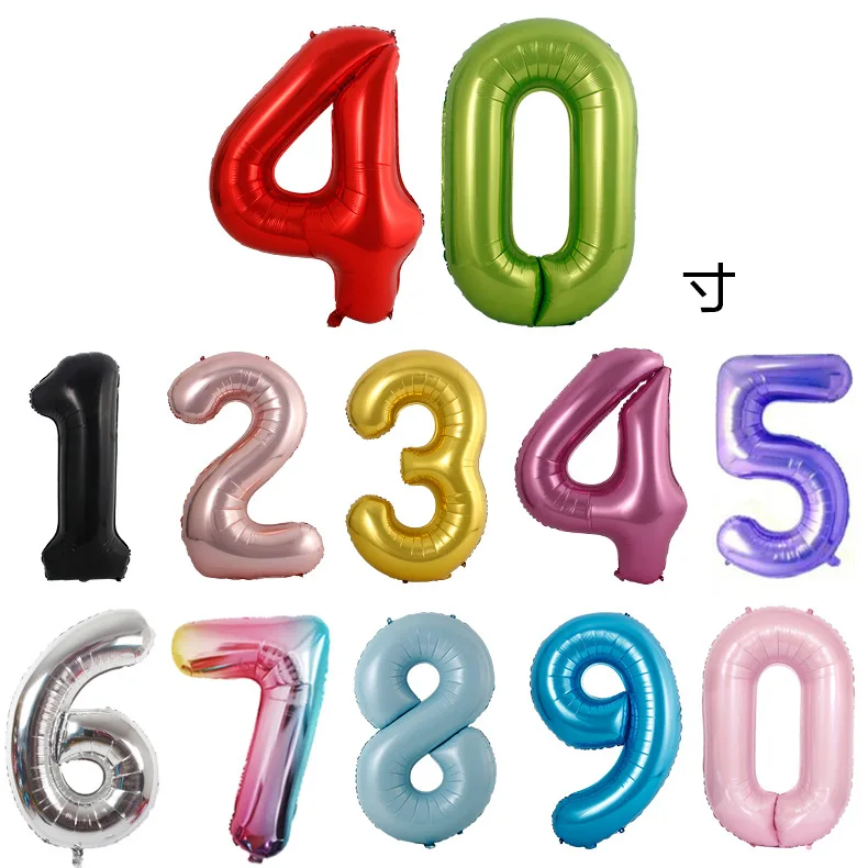 

40 inch Big Rose Gold Sliver Black Red Gradient Blue Foil Number Balloons Birthday Party BabyShower Boy Girl Wedding Decoration