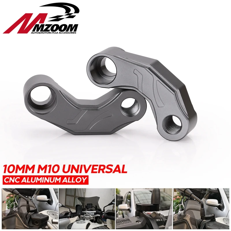 

M10 Universal CNC Aluminum Motorcycle Mirror Mount Riser Extenders Spacers Extension Adapter Adaptor Moto For HONDA KAWASAKI