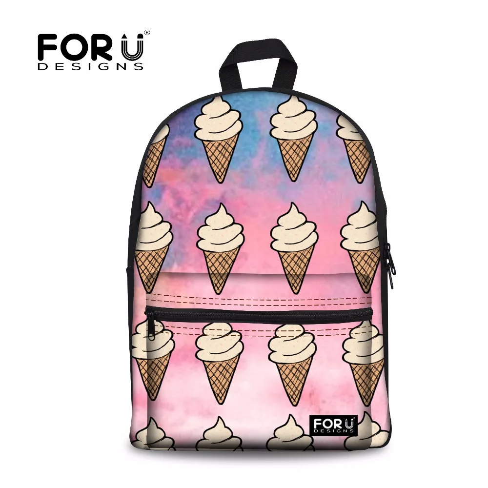 

FORUDESIGNS Korea Fashion Women Backpacks 3D Tumblr ice cream Printing Children Backpacks Cute Canvas Teenager Girls School Bags