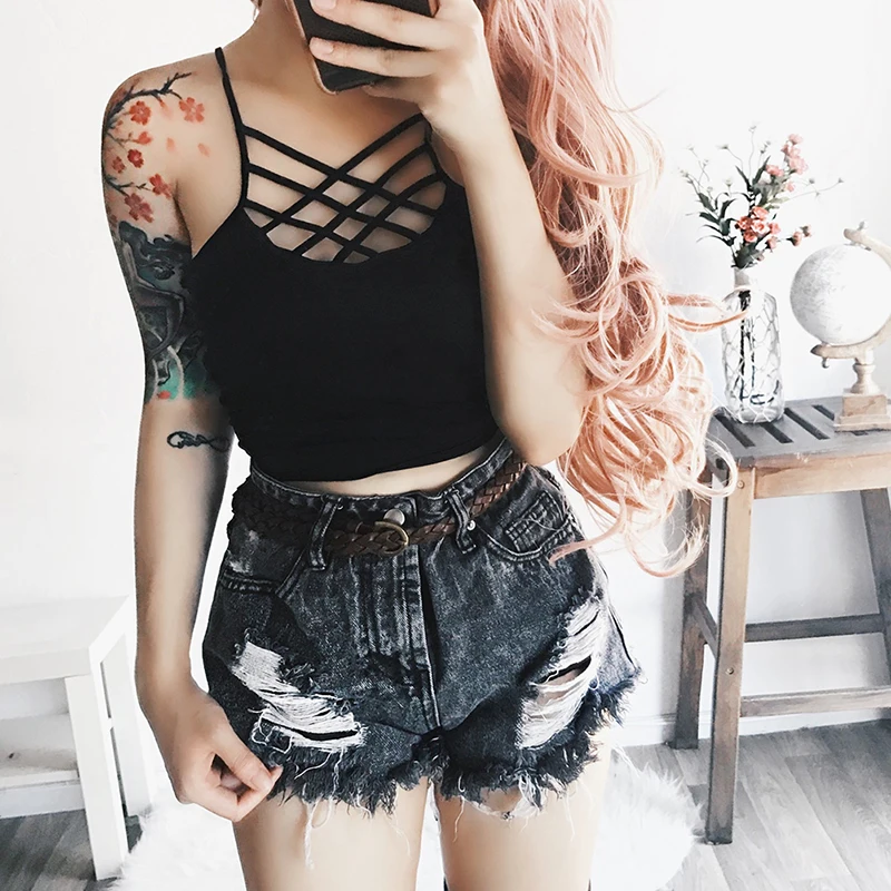 مثير المرأة الصلبة المحاصيل أعلى قميص سترة بلوزة الصيف بروتيل Croptop السيدات نحيل Bralette اقتصاص Feminino