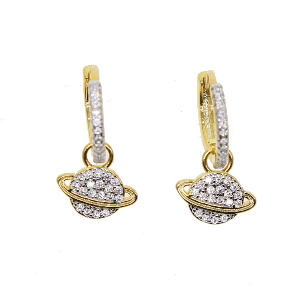2018 New Luxury Ear charm Earrings For Women Round With Cubic Zircon Earings dangle cz earth Earrings Wedding Jewelry Gift