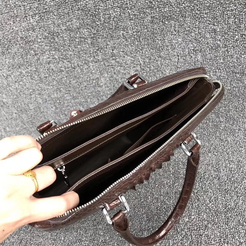 Authentic Crocodile Skin Zipper Closure Businessmen Working Purse Handbag Briefcase Exotic Alligator Leather Male Shoulder Bag Authentic Crocodile Skin Zipper Closure Businessmen Working Purse Handbag Briefcase Exotic Alligator Leather Male Shoulder Bag