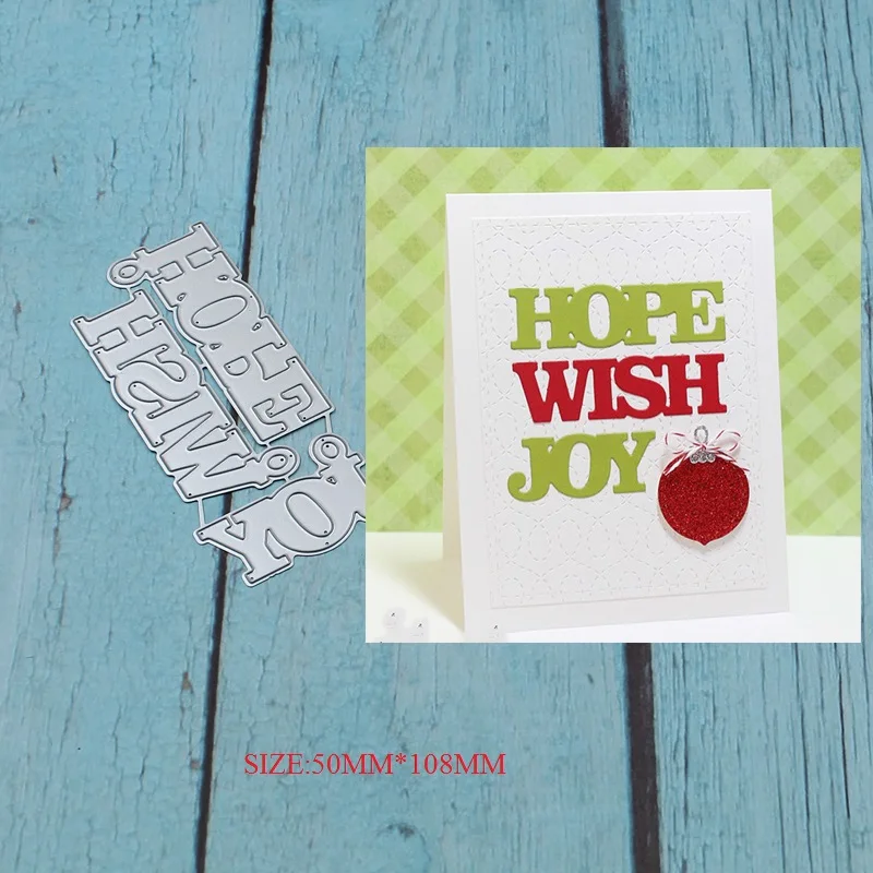 

WISH HOPE JOY Letter Metal Cutting Dies for DIY Scrapbooking Album Paper Cards Decorative Crafts Embossing Die Cuts