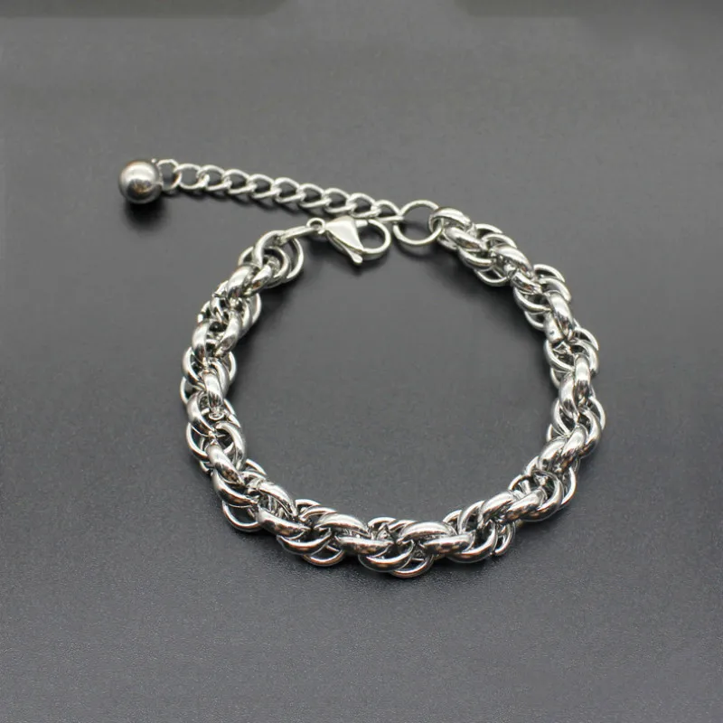 9 мм Очаровательный из нержавеющей стали двойной цепи звено браслеты и браслеты для мужчин Панк мужской браслет аксессуары ювелирные изделия подарок