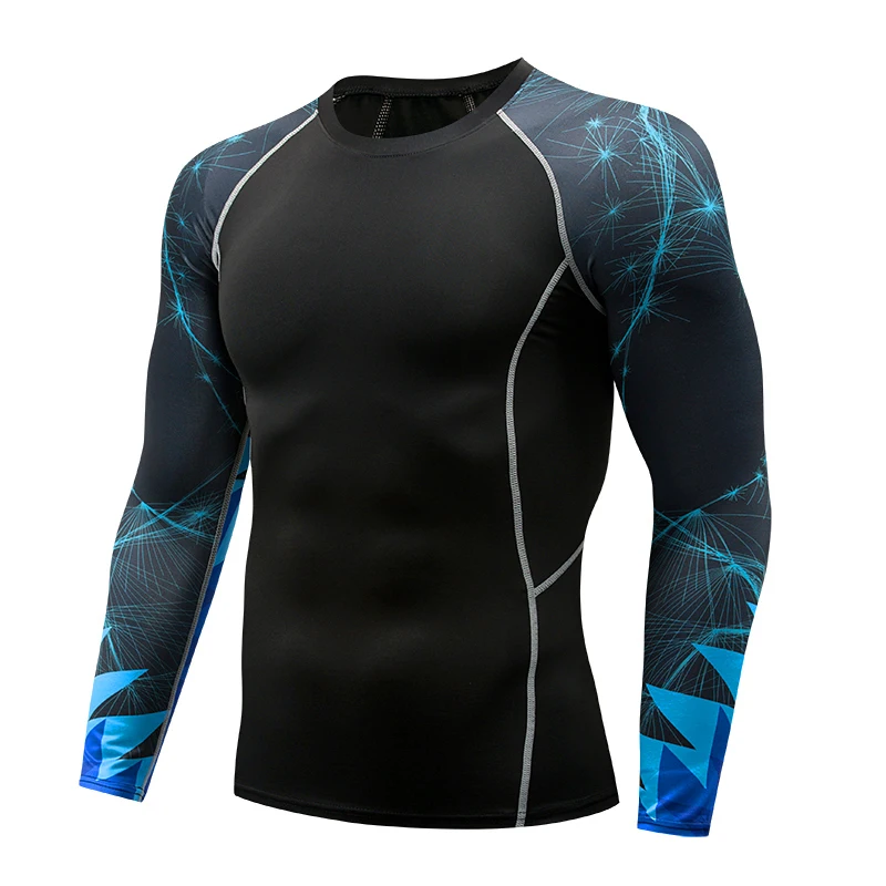 

New Compression Shirt Men's Fashion Long Sleeve T-Shirt Men's Crossfit Top Fitness 3D T-Shirt MMA Rashguard Gym T-Shirt