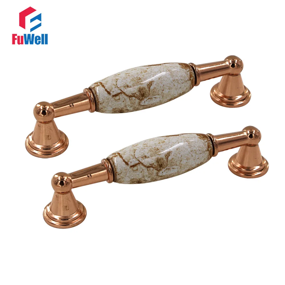 2pcs Porcelain Handles for Furniture 96mm Hole Pitch Ceramic Furniture