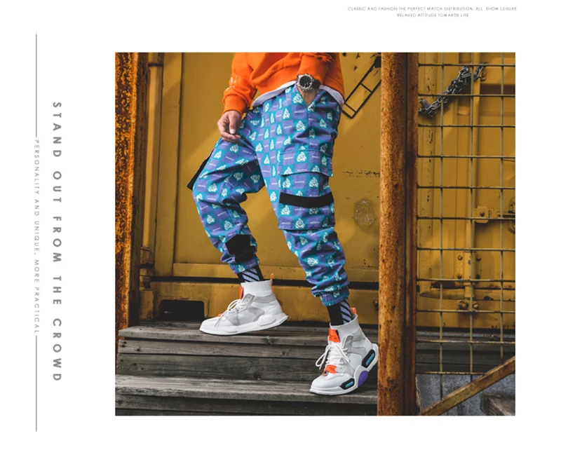Purple Skateboard Color Pants Men Cotton Camo Hip Hop Fashion Cargo Pants  (37)