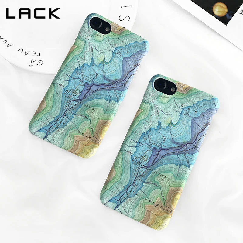 

LACK Artistic Fashion Map Phone Case For iphone 7 6 6s 8 Plus 5 5s Ultra Slim Matte Hard Cases For iphone 7 Marble Stone Cover