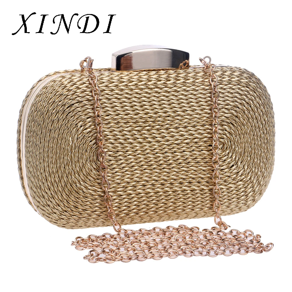 

Evening Bags For Wedding Party Ladies Fashion Women Messenger Bags Knitted Style Vintage Metal Day Clutches Small Purse Handbag