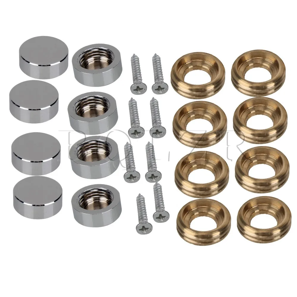 

BQLZR Set of 8 Solid Copper Silver Advertising Screws 14mm Mirror Cap Nails Decoration