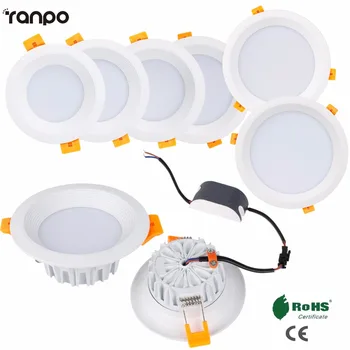 

Recessed LED Ceiling DownLight Light Fixture 3W 5W 7W 12W 15W 18W Lamp 85-265V Spotlight Whit Driver