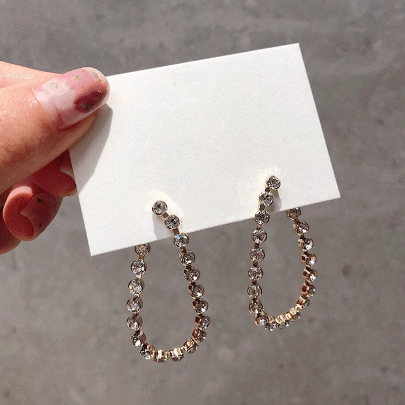 

Dominated 2019 fashion contracted style crystal geometry temperament joker personality Drop earrings Women Jewelry