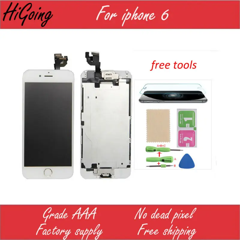 Retail Full LCD Screen Display For iPhone 6 4 7inch Touch Screen Digitizer Home button camera