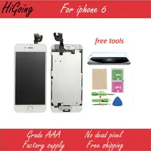 Retail Full LCD Screen Display For iPhone 6 4.7inch Touch Screen Digitizer+Home button+camera +ear speaker+LCD Metal Back Plate