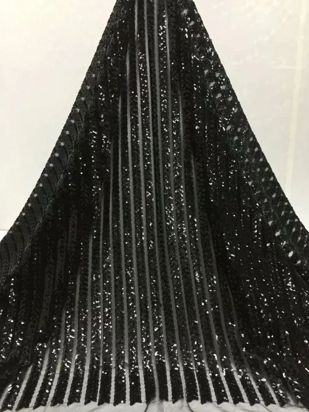 

NEW African Lace Fabric, French Sequins Net Lace Noble Gold Sequins Fabrics High Quality African Black Tulle Sequins Lace Fabric