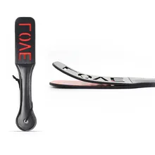 32cm Fetish LOVE Paddle Flogger Whip PU Leather Hand Pat Bat Head Spanking Paddle Slave Black