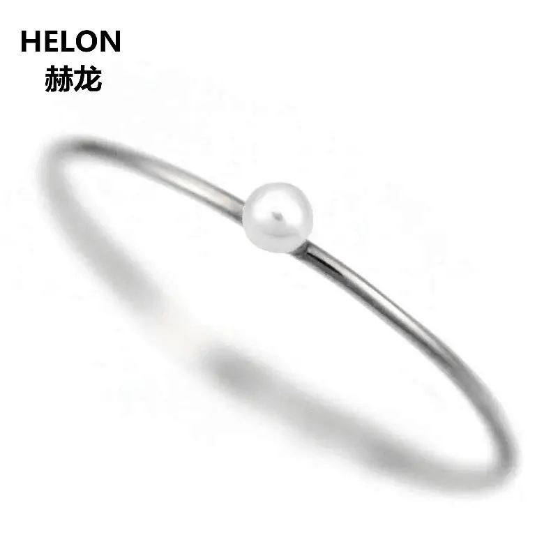 

Solid 10k White Gold Women Engagement Wedding Ring Freshwater Pearl Ring Anniversary Office Career Style Party Fine Jewelry