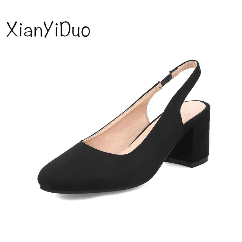 Xianyiduo/Летняя модная женская обувь из флока на среднем каблуке красные свадебные