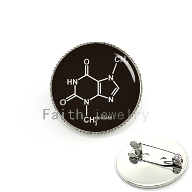 

Fashion Biochemistry Brooch, Chocolate Molecule , Theobromine, Biology Chemistry Brooch , Chemical formula pin KC302