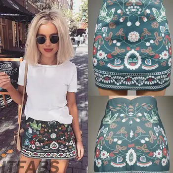 

Womens High Waisted Pleated Elastic Floral Mini Skirt 2019 New Summer Fashion Bodycon Stretch Pencil Skirt Dropshipping